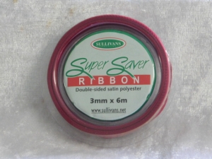 3mm x 6m Double Sided Satin Ribbon Wine